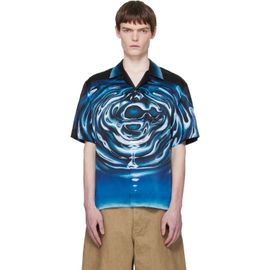 Casablanca Casablanca Black & Blue Warped Logo Ripple Short Sleeve Shirt