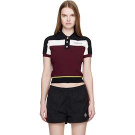 Casablanca Casablanca Black & Burgundy Striped Short Sleeve Polo