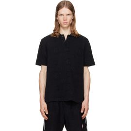 Casablanca Casablanca Black Applique Monogram Short Sleeve Polo