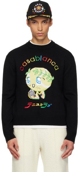 Casablanca Casablanca Black Character Intarsia Crew Sweater