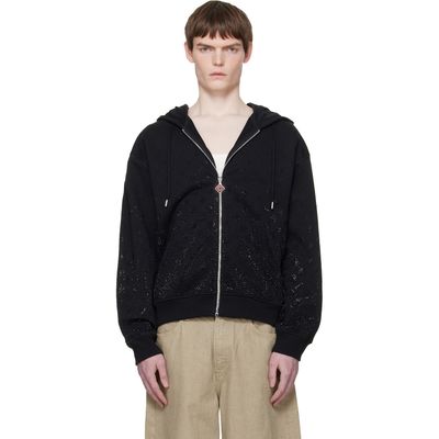 Casablanca Casablanca Black Crystal Monogram Long Sleeve Hoodie