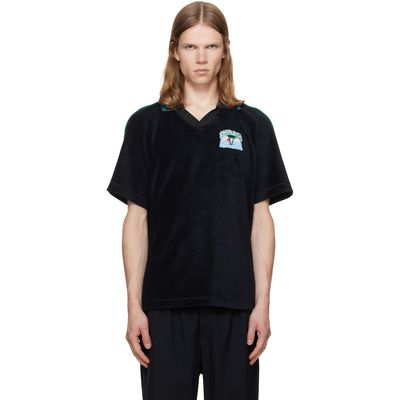 Casablanca Casablanca Black Towelling Polo