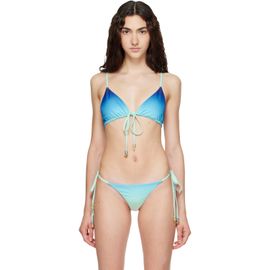 Casablanca Casablanca Blue & Green Gradient String Beaded Bikini Top