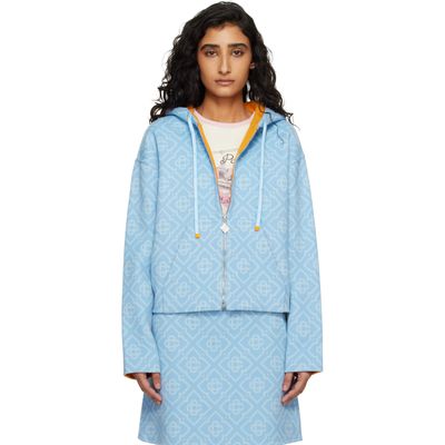 Casablanca Casablanca Blue Double Faced Wool Hoodie