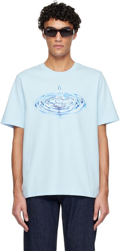 Casablanca Casablanca Blue Drip Logo Short Sleeve T‑shirt