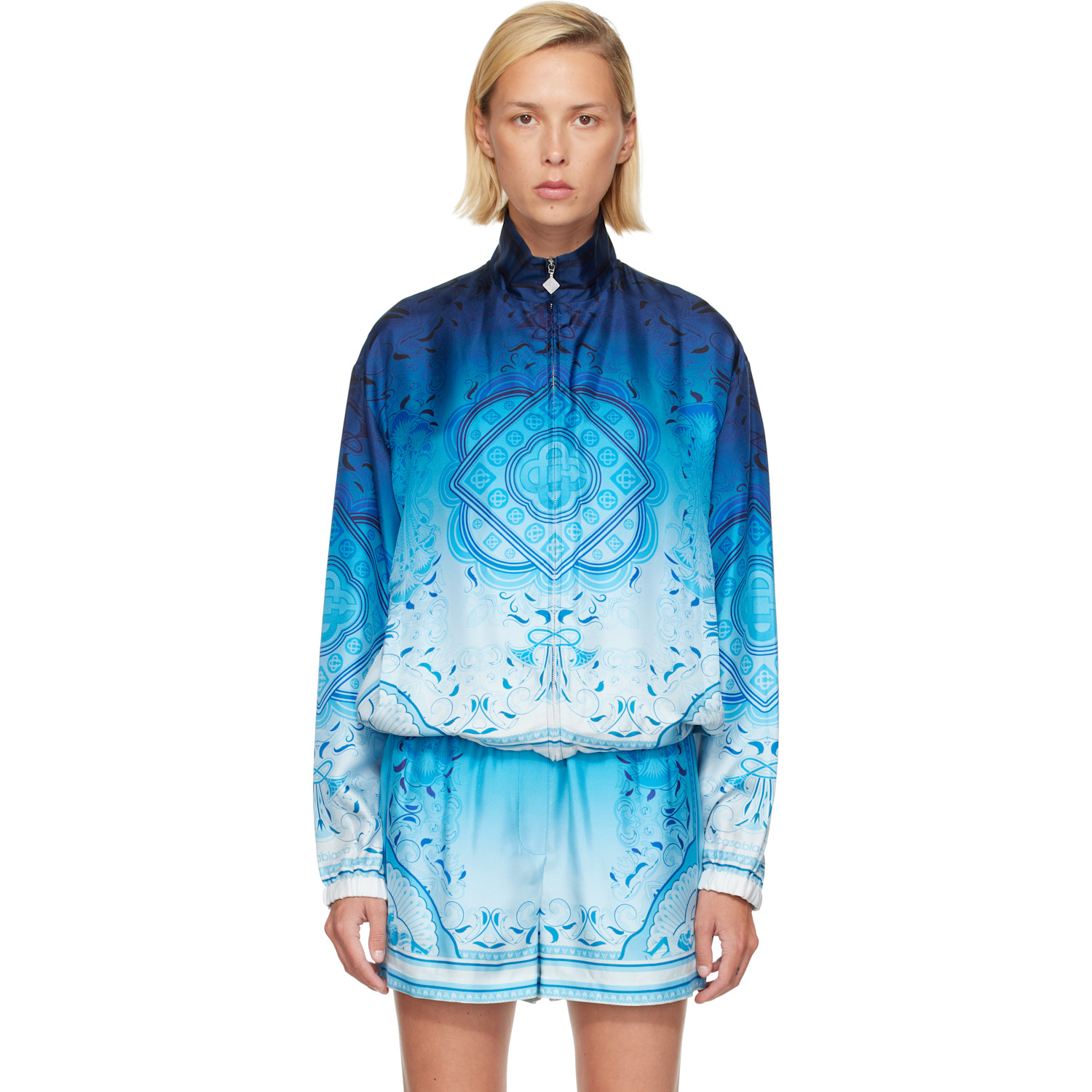 Casablanca - Blue Gradient Egyptian Rug Silk Track Jacket