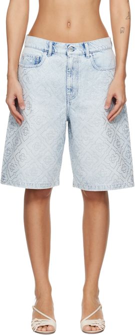 Casablanca Casablanca Blue Hotfix Baggy Denim Shorts