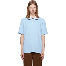 Casablanca Casablanca Blue Round Pique Zip Polo
