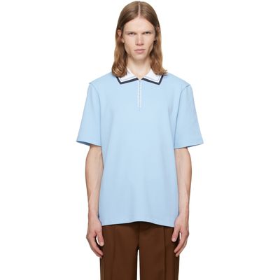 Casablanca Casablanca Blue Round Pique Zip Polo