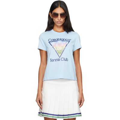 Casablanca Casablanca Blue 'Tennis Club' Icon Pyramid Abduction Fitted T‑shirt