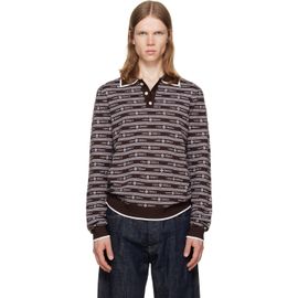 Casablanca Casablanca Brown Knit Logo Long Sleeve Polo