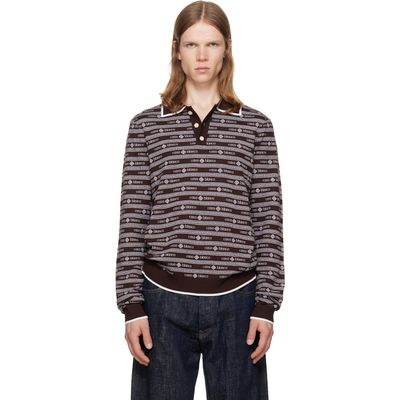 Casablanca Casablanca Brown Knit Logo Long Sleeve Polo