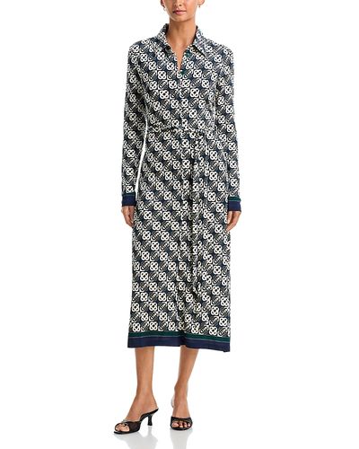 Casablanca Casablanca Check Monogram Print Tie Waist Jersey Dress