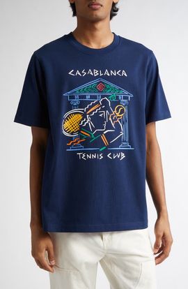 Casablanca Casablanca Crayon Temple Tennis Club Organic Cotton Graphic T-Shirt 