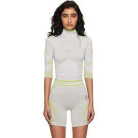 Casablanca Casablanca Gray & Green Seamless Half-Zip T-shirt
