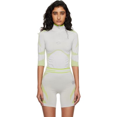 Casablanca Casablanca Gray & Green Seamless Half-Zip T-shirt