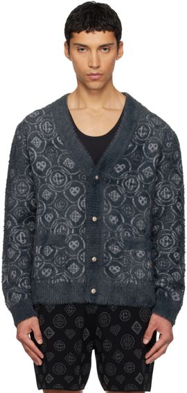 Casablanca Casablanca Gray Fluffy Monogram Cardigan