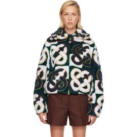 Casablanca Casablanca Green & Navy Check Monogram Fleece Jacket