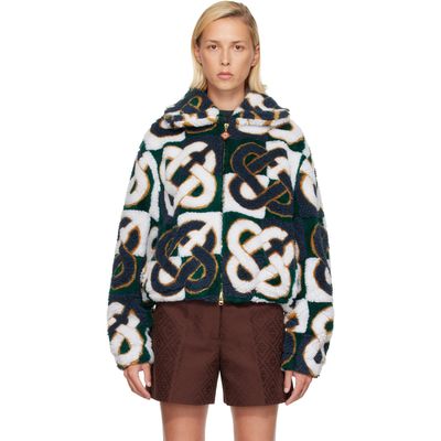 Casablanca Casablanca Green & Navy Check Monogram Fleece Jacket