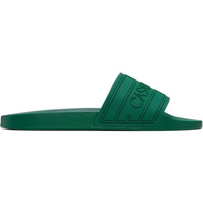 Casablanca Casablanca Green Embossed-Logo Pool Slides