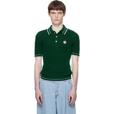 Casablanca Casablanca Green Mock Mini Crochet Polo