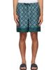 Casablanca Casablanca Green Radiating Monogram Silk Shorts - 1