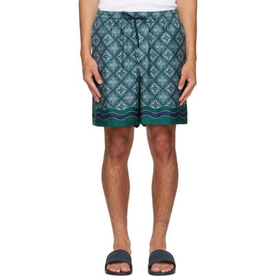 Casablanca Casablanca Green Radiating Monogram Silk Shorts