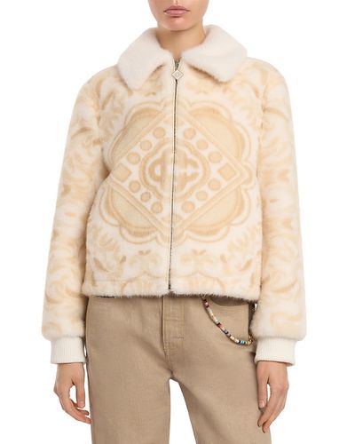 Casablanca Casablanca Logo Print Faux Fur Jacket