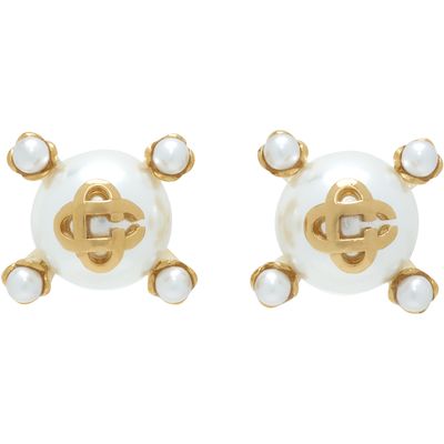 Casablanca Casablanca Lotus Faux-Pearl Stud Earrings