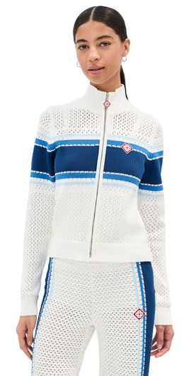 Casablanca Casablanca Mesh Stripe Bomber Jacket White/ Blue