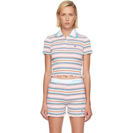 Casablanca Casablanca Multicolor Striped Shirred Short Sleeve Polo