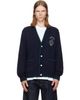 Casablanca Casablanca Navy Hotel Emblem Embroidered Wool Cardigan - 1