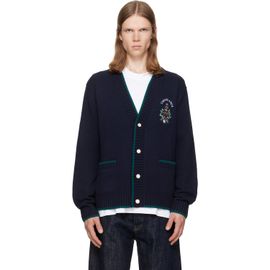 Casablanca Casablanca Navy Hotel Emblem Embroidered Wool Cardigan