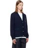 Casablanca Casablanca Navy Hotel Emblem Embroidered Wool Cardigan - 2