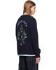 Casablanca Casablanca Navy Hotel Emblem Embroidered Wool Cardigan - 3