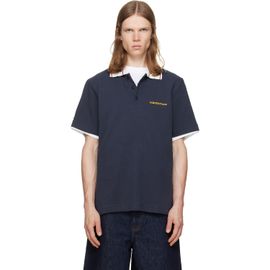Casablanca Casablanca Navy Laurel Pique Short Sleeve Polo