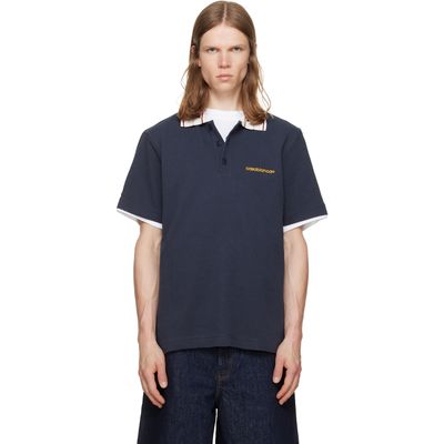Casablanca Casablanca Navy Laurel Pique Short Sleeve Polo