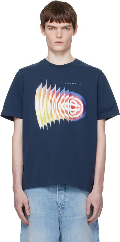 Casablanca Casablanca Navy Shockwave Short Sleeve T‑shirt