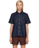 Casablanca Casablanca Navy Short Sleeve Denim Shirt - 1