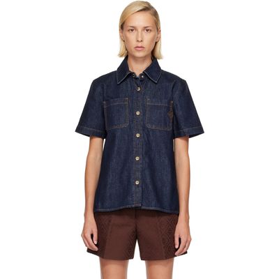 Casablanca Casablanca Navy Short Sleeve Denim Shirt
