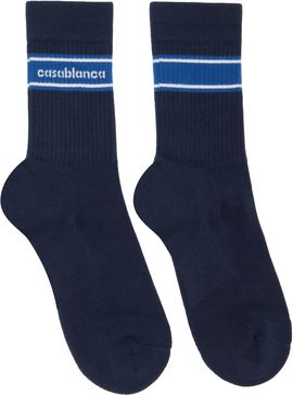 Casablanca Casablanca Navy Sporty Stripe Socks