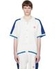 Casablanca Casablanca Off-White & Blue Short Sleeve Crochet Shirt - 1