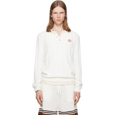 Casablanca Casablanca Off-White Boucle Long Sleeve Polo