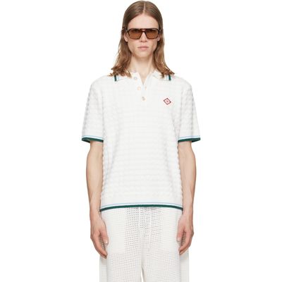 Casablanca Casablanca Off-White Boucle Short Sleeve Polo