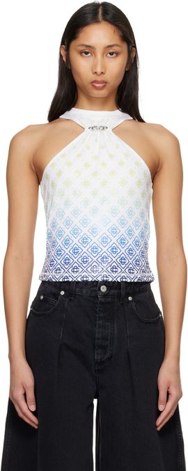 Casablanca Casablanca Off-White Printed Draped Tank Top