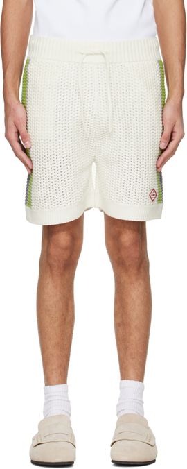 Casablanca Casablanca Off-White Stripe Crochet Shorts