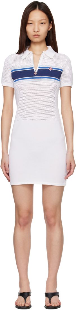 Casablanca Casablanca Off-White Striped Mesh Minidress