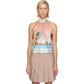 Casablanca Casablanca Pink & Blue Scarf Top