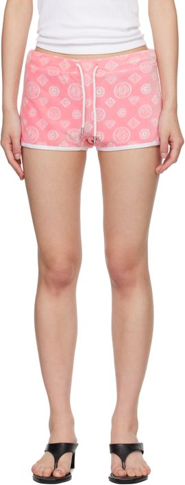 Casablanca Casablanca Pink Velour Monogram Shorts