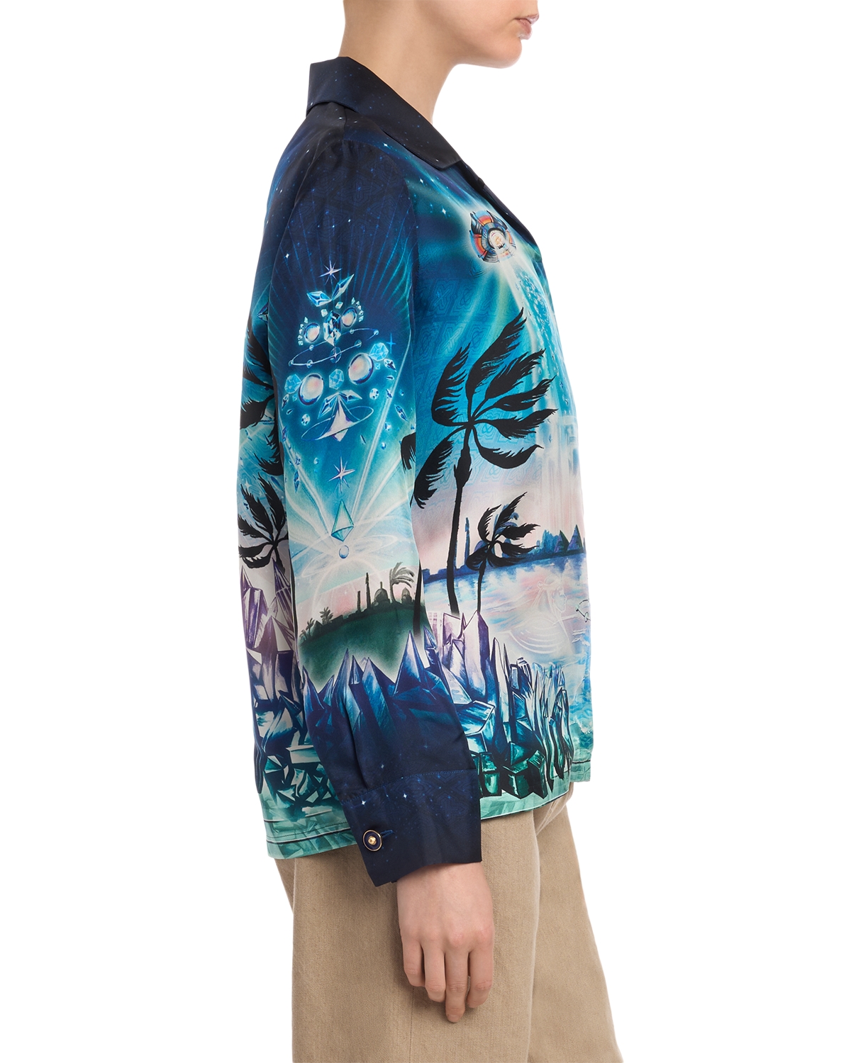 Casablanca - Silk Cuban Collar Long Sleeve Shirt